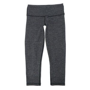 Lululemon Wunder Under Reversible Heathered Gray Black Stripe Crop Leggings 4